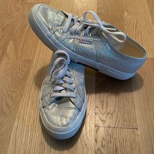 Superga shiny silver sneakers!